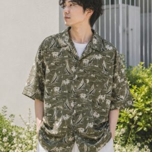 【ユニクロ × レインスプーナー】 アロハシャツ ラハイナ・セーラー カーキ 限定完売モデル 綿100%