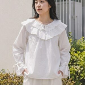 【JILLSTUART】ジェマブラウス ダブルフリル リボン 白 FR