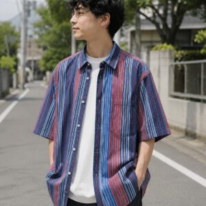 【BEAUTY & YOUTH】ロンシャン生地 マルチストライプ グランデシャツ ビッグシルエット ビューティー＆ユース 長袖シャツ