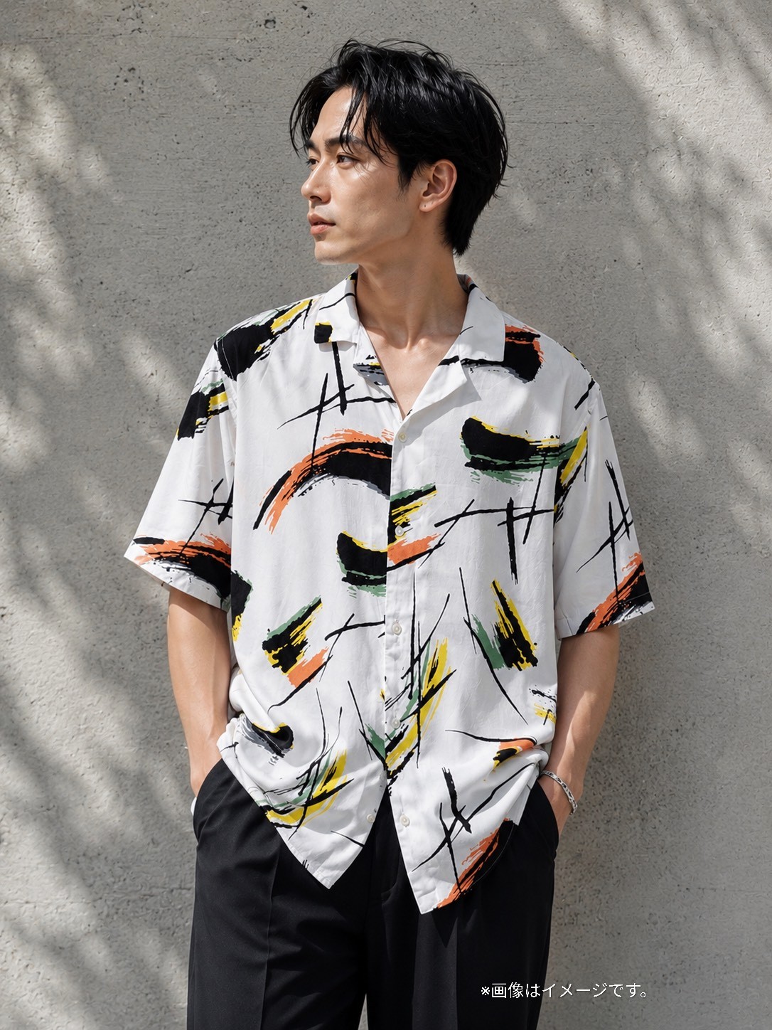 【ZARA】オープンカラーシャツ グラフィック レーヨン