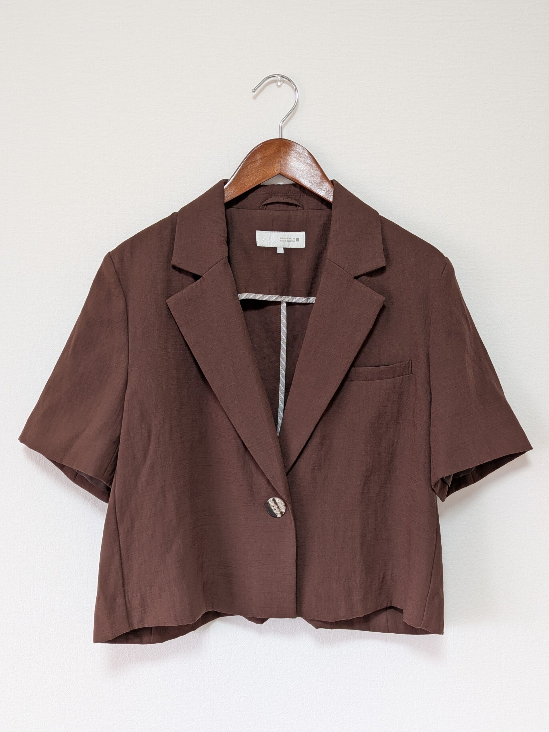 【ZARA】ショート丈テーラードジャケット ブラウン - 画像 (2)