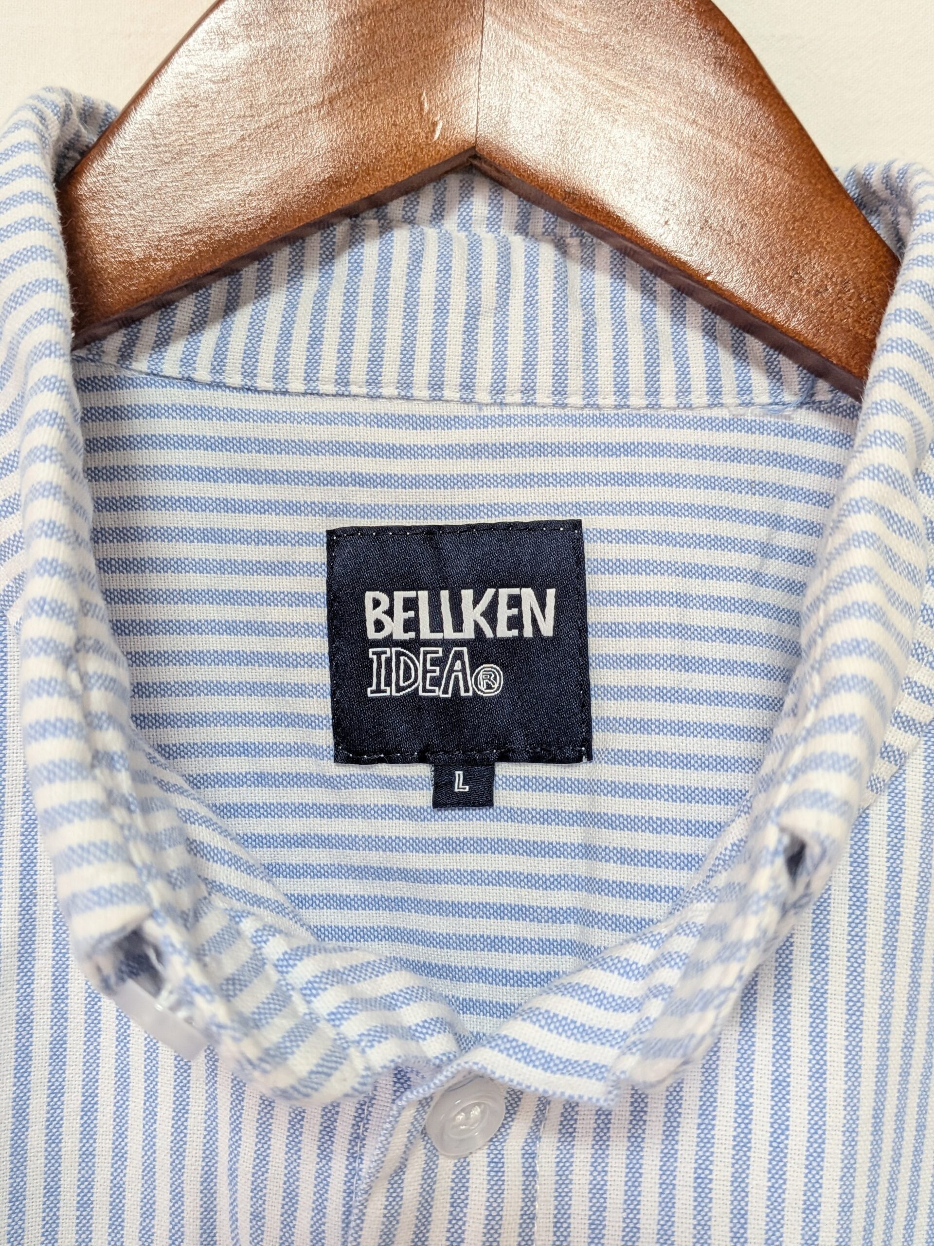 【BELLKEN IDEA】ボタンダウンストライプシャツ ブルー ホワイト - 画像 (7)