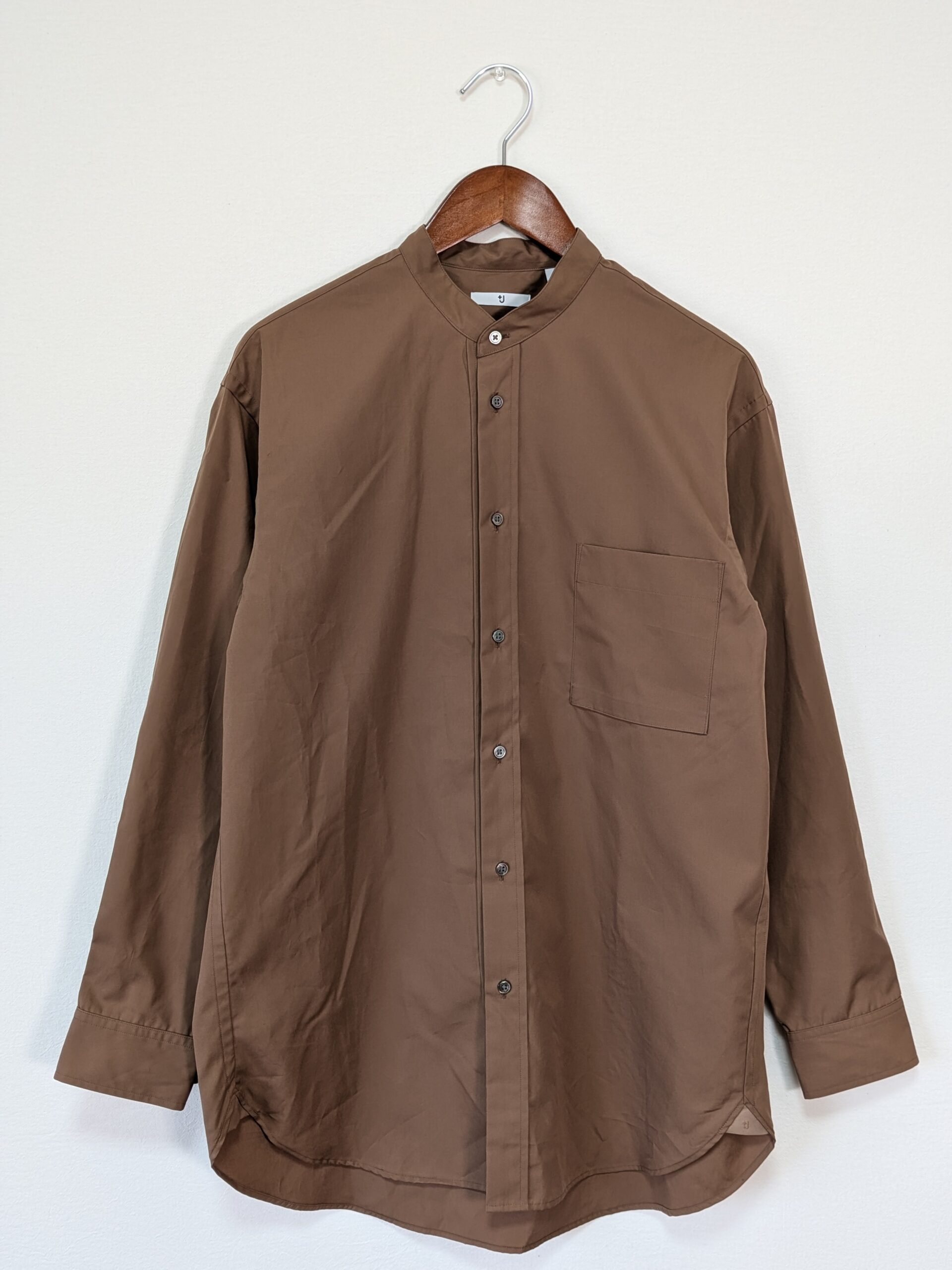 【UNIQLO +j 】スーピマコットンオーバーサイズスタンドカラーシャツ ブラウン - 画像 (2)
