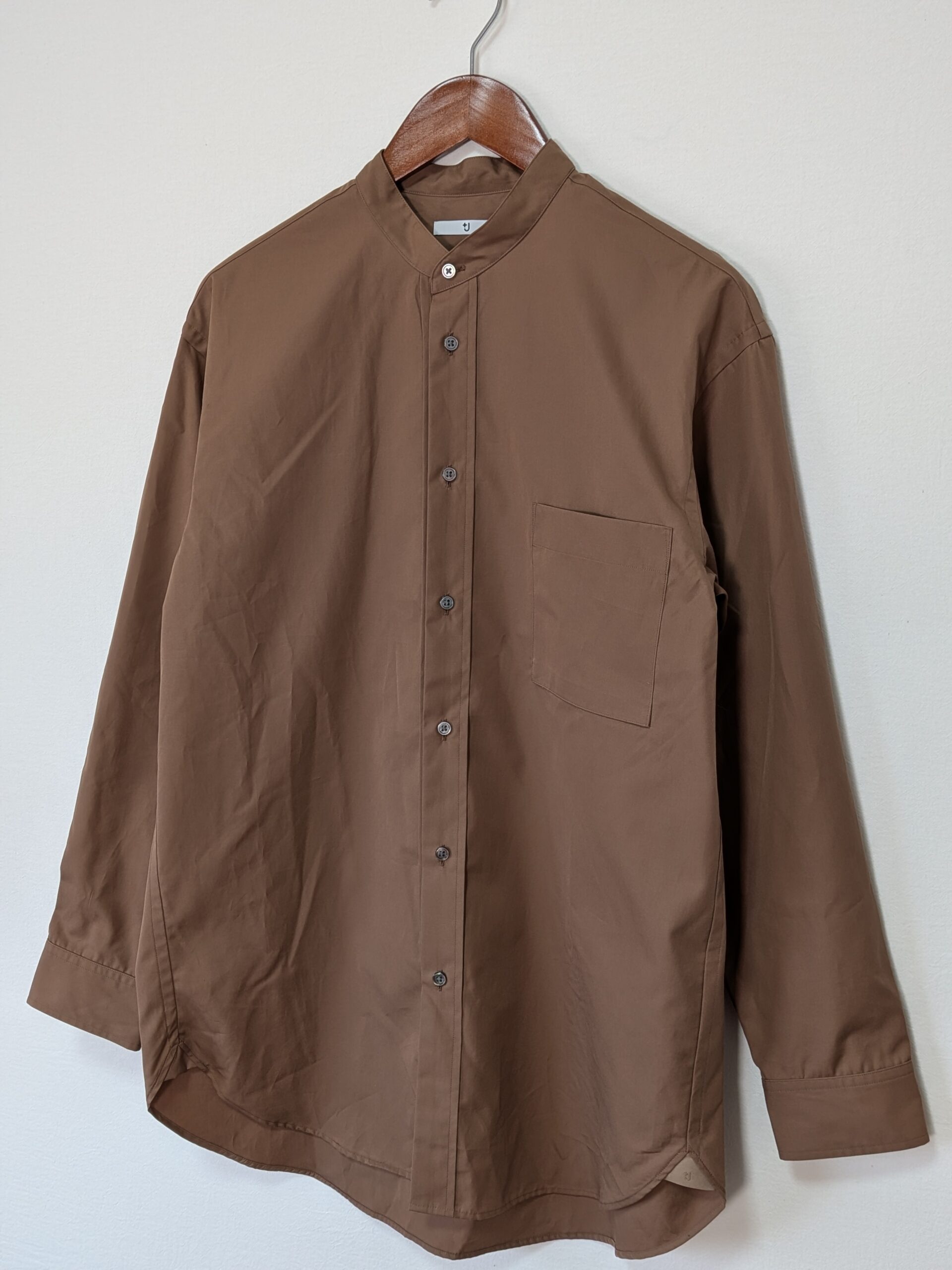 【UNIQLO +j 】スーピマコットンオーバーサイズスタンドカラーシャツ ブラウン - 画像 (3)
