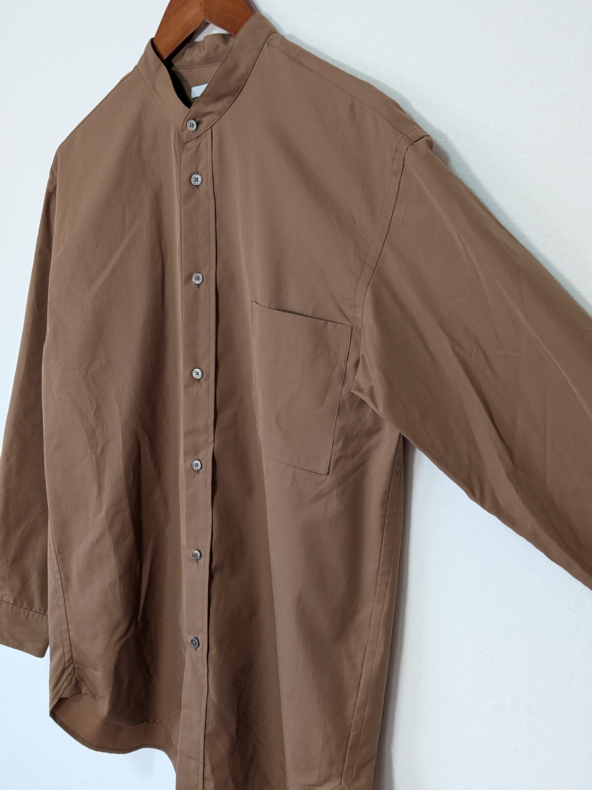 【UNIQLO +j 】スーピマコットンオーバーサイズスタンドカラーシャツ ブラウン - 画像 (7)