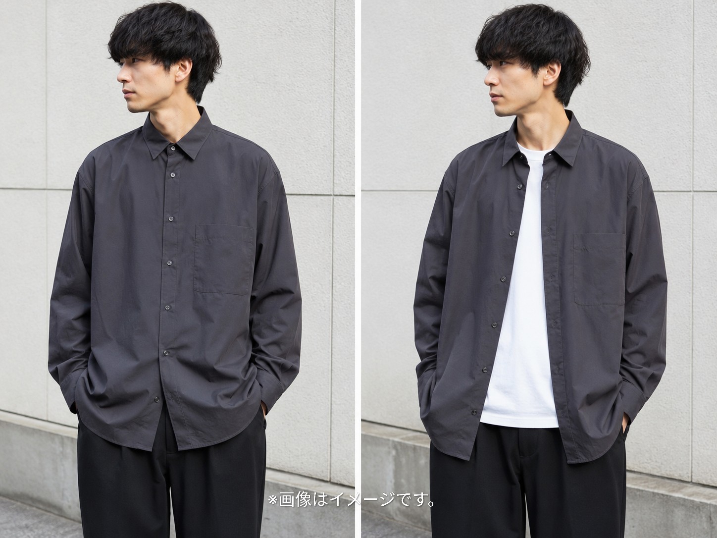 【UNIQLO+j】スーピマコットンシャツ(長袖)ダークグレー