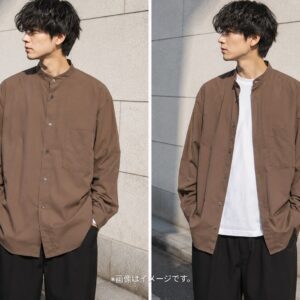 【UNIQLO +j 】スーピマコットンオーバーサイズスタンドカラーシャツ ブラウン