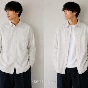 【UNIQLO:C】ブロードオーバーサイズシャツ(長袖、ストライプ)