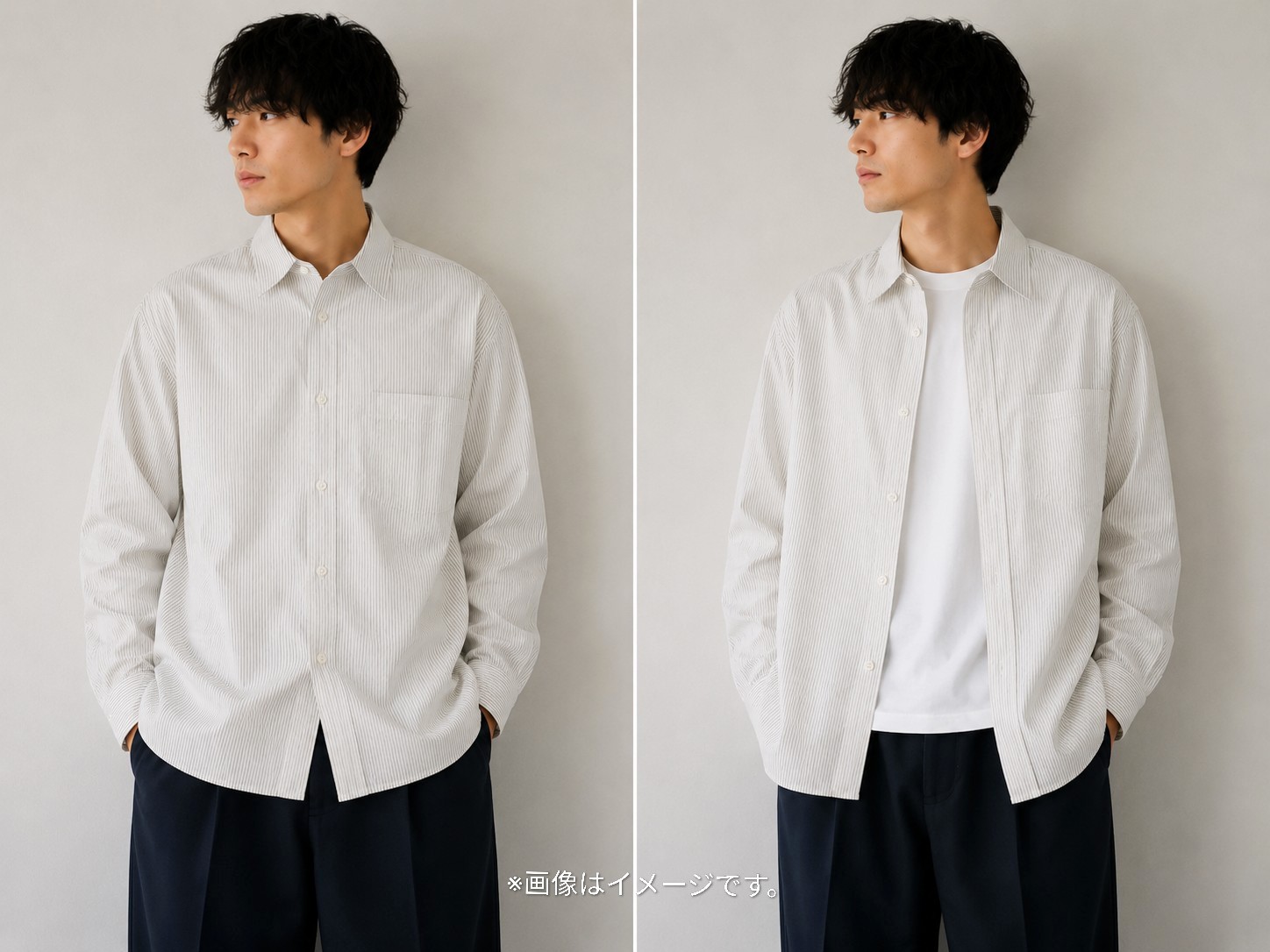 【UNIQLO:C】ブロードオーバーサイズシャツ(長袖、ストライプ)